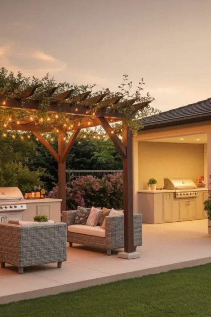 Vineyard patio barbecue tasting grill setup