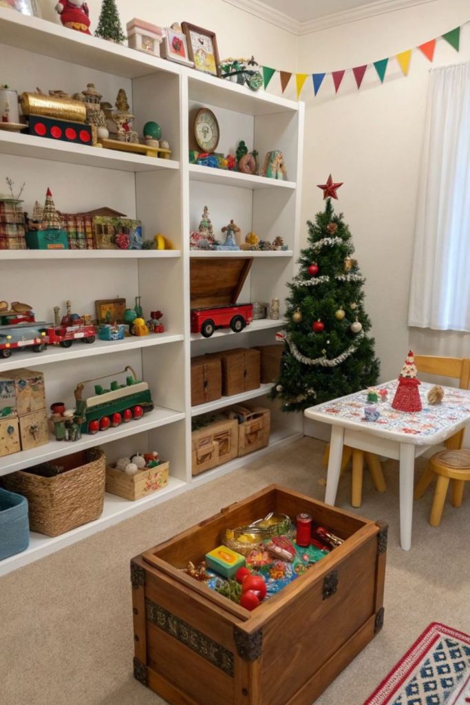 Vintage toybox display with nostalgic charm.