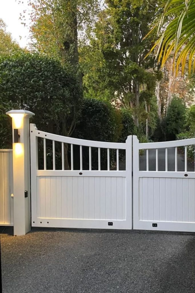 Classic white picket friendly garden entrance gate