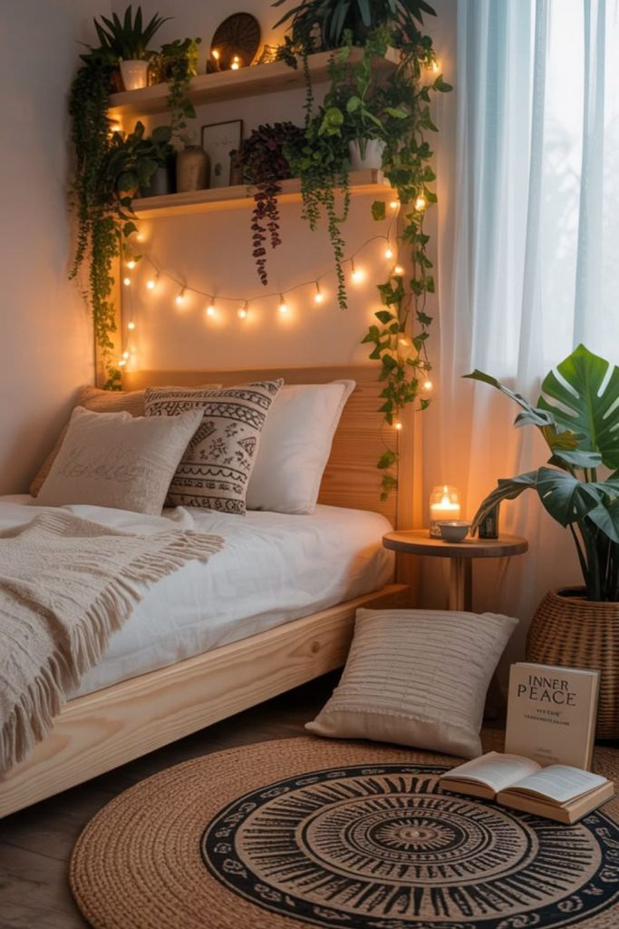 Zen dorm promoting peaceful relaxing atmosphere.