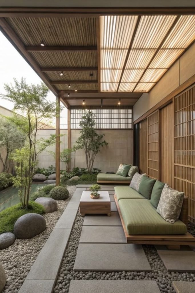 Zen rock garden patio meditation space