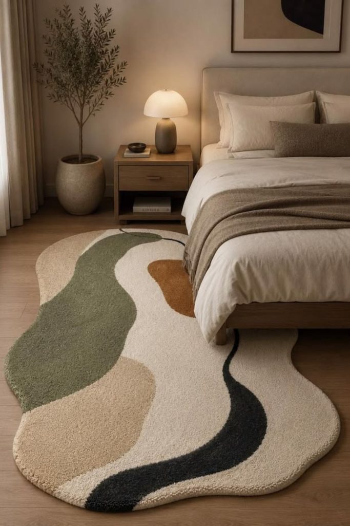 Abstract art colorful bedroom carpet design.