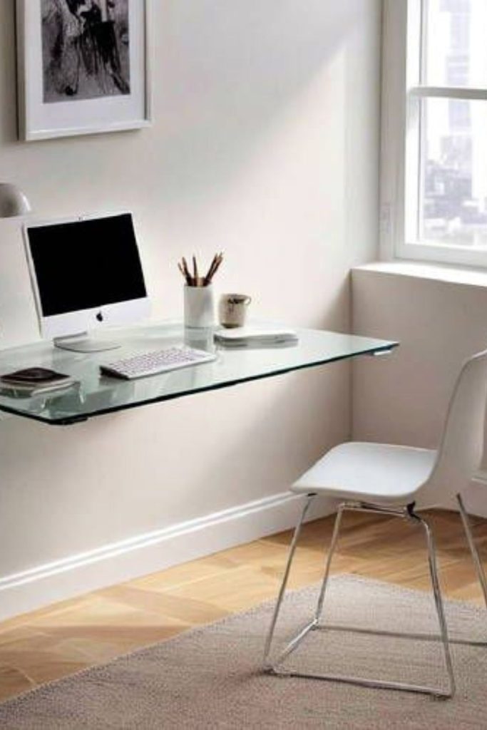 Clear acrylic desk for small bedrooms.