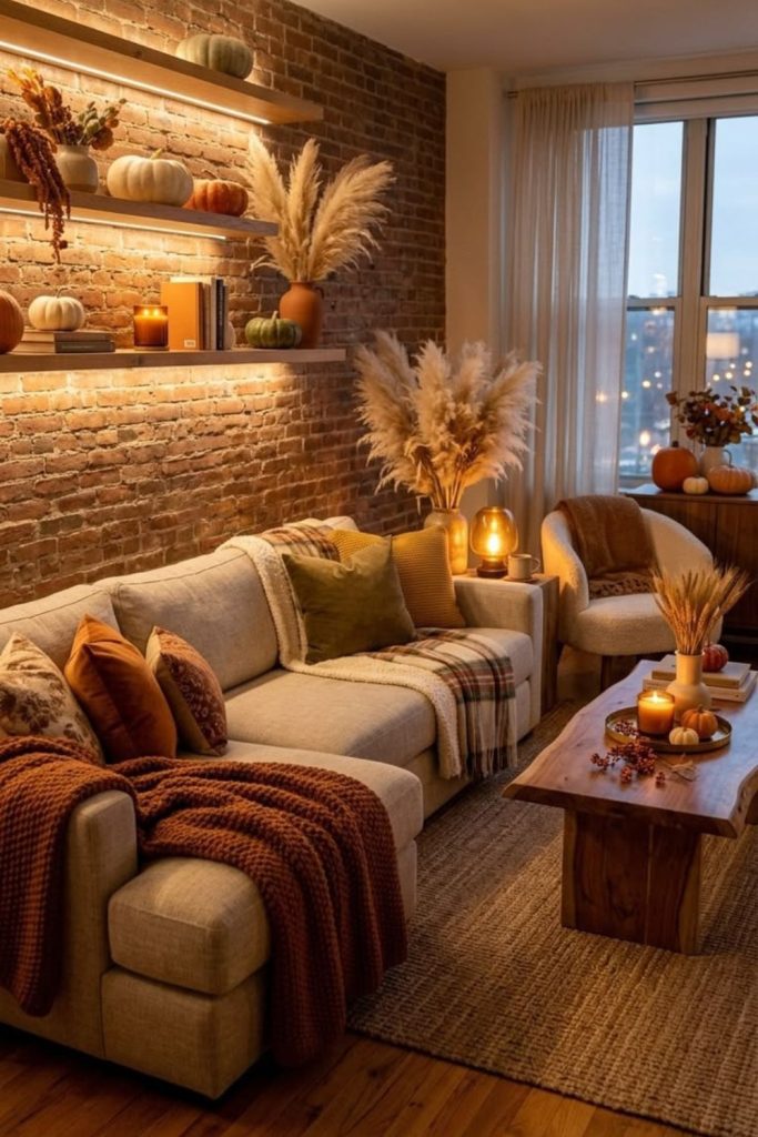 Amber fall living room decor.