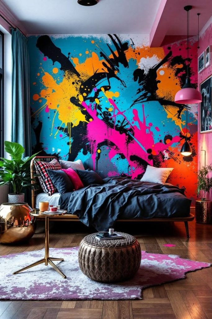 Colorful artistic creative teen room décor.