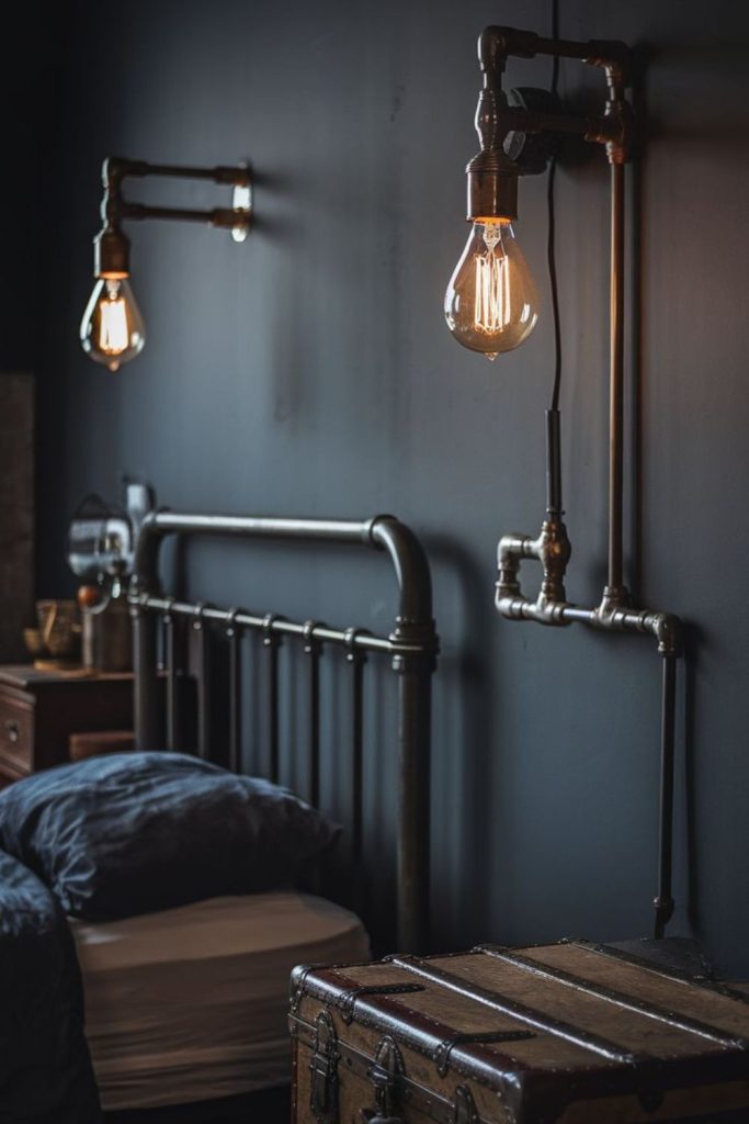 Black industrial cage light fixture design.