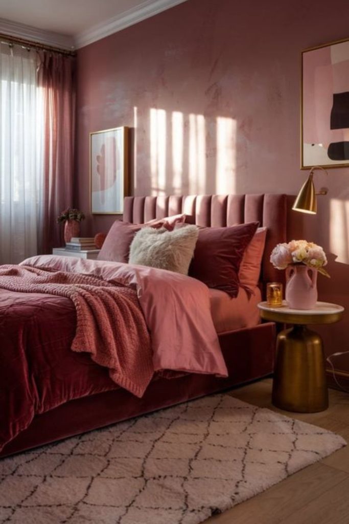 Blush pink minimalist bedroom retreat