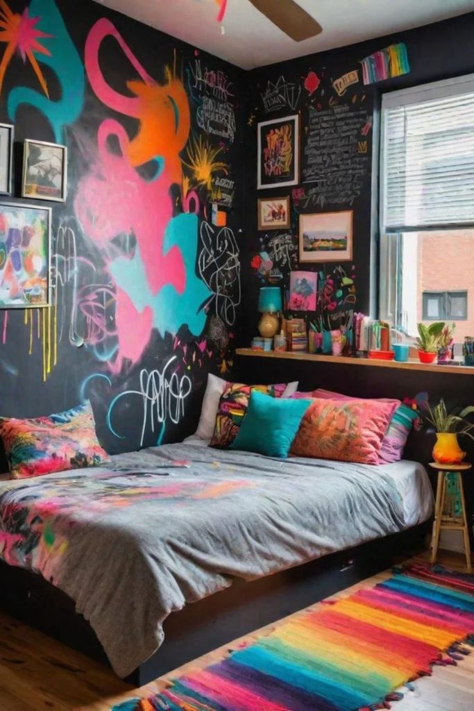 Modern urban loft style teen room.
