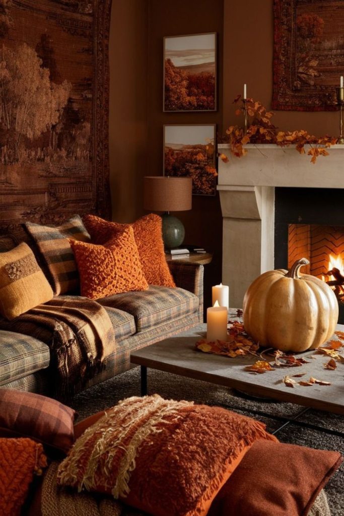 Chestnut brown cozy fall room.