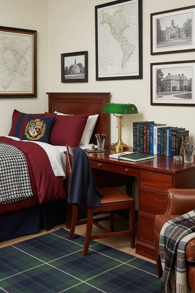 Classic gentleman-style boys dorm room.