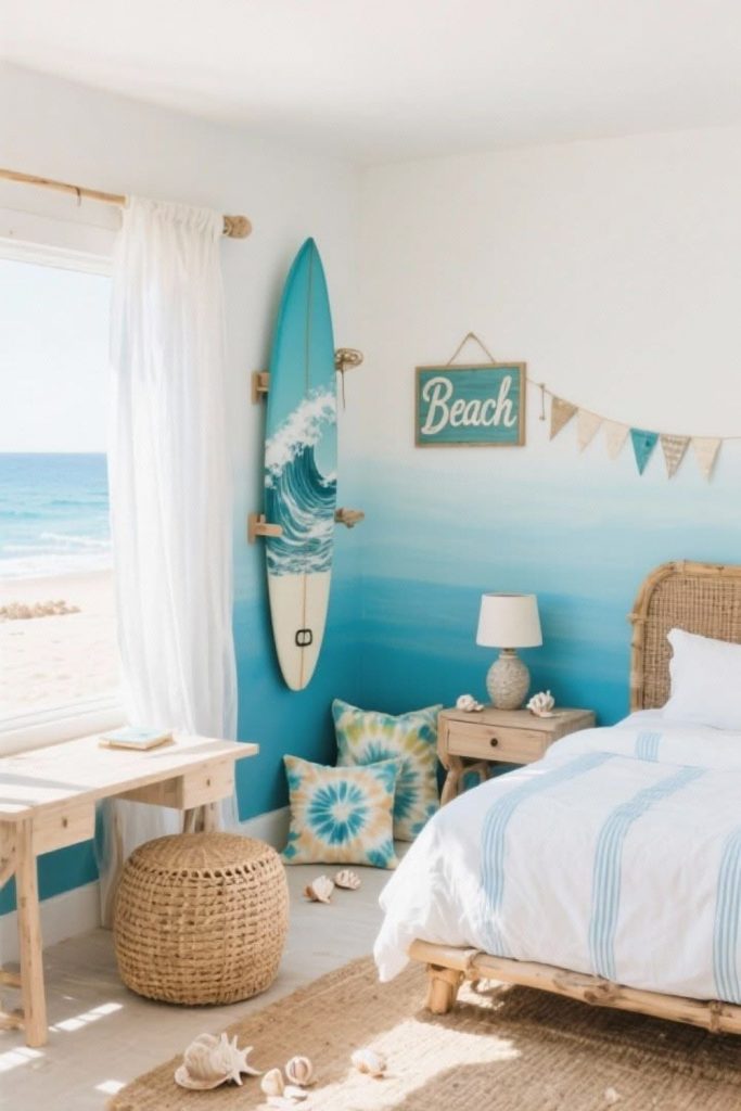 Coastal teen room with beach accents.