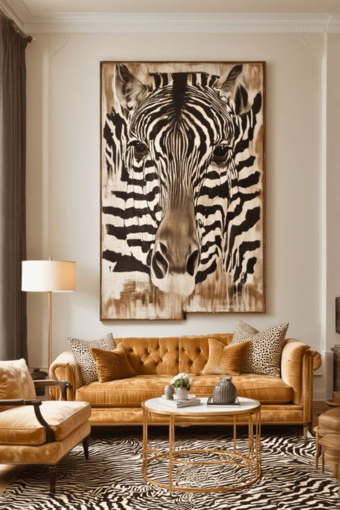 Contemporary safari themed modern living room.