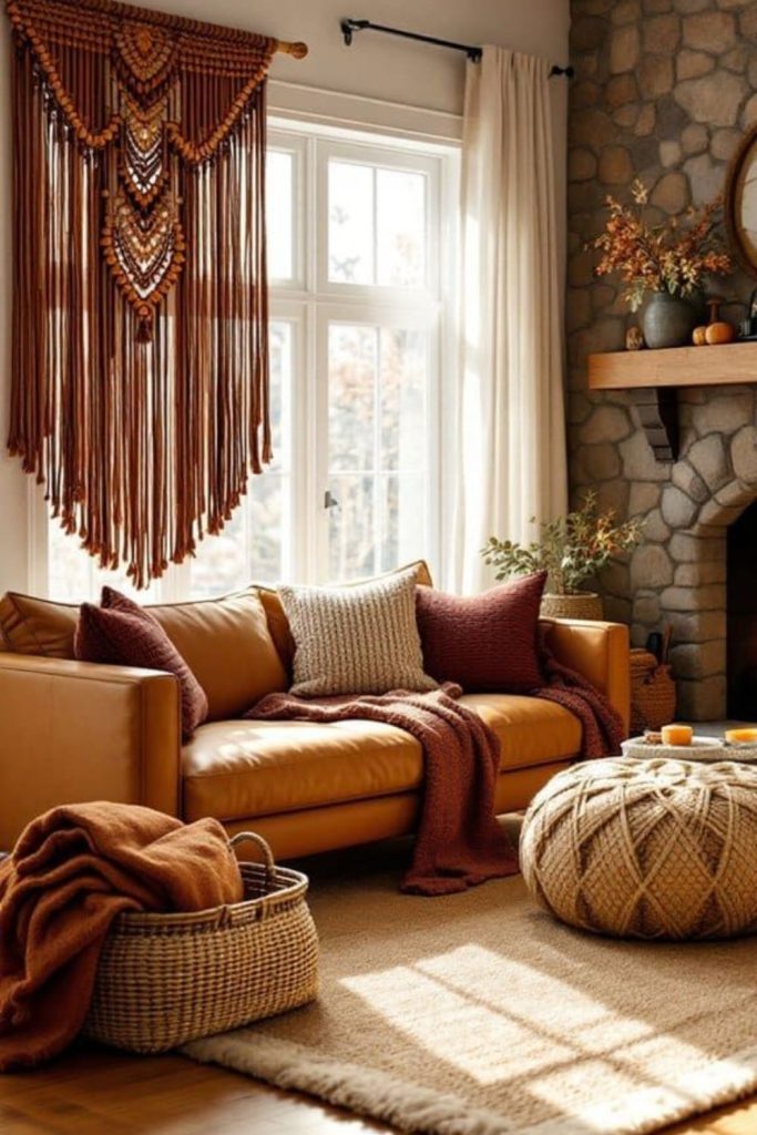 Copper leaf autumn room decor.