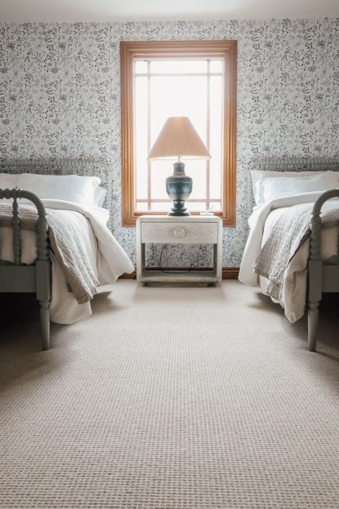 Cozy neutral luxury bedroom carpet style.