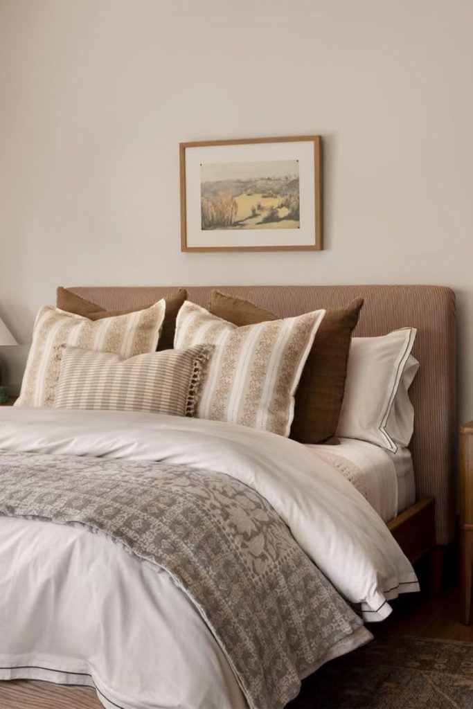 Creamy monochrome luxurious layered bedding