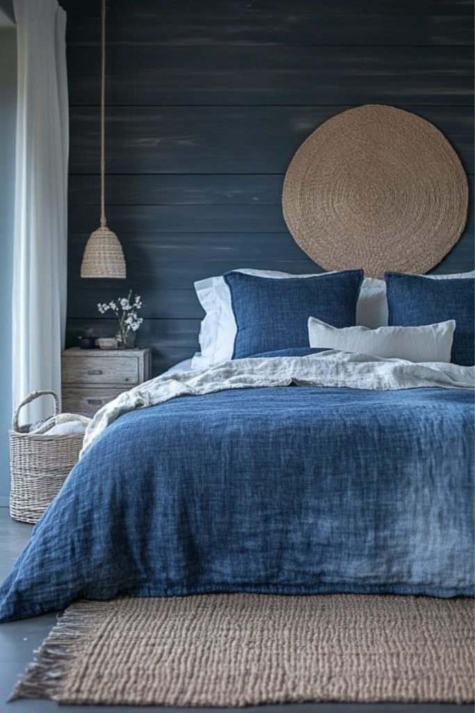 Denim blue casual layered bedding