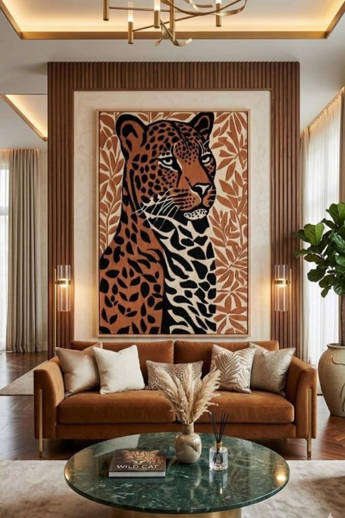 Desert inspired cheetah cozy living room.