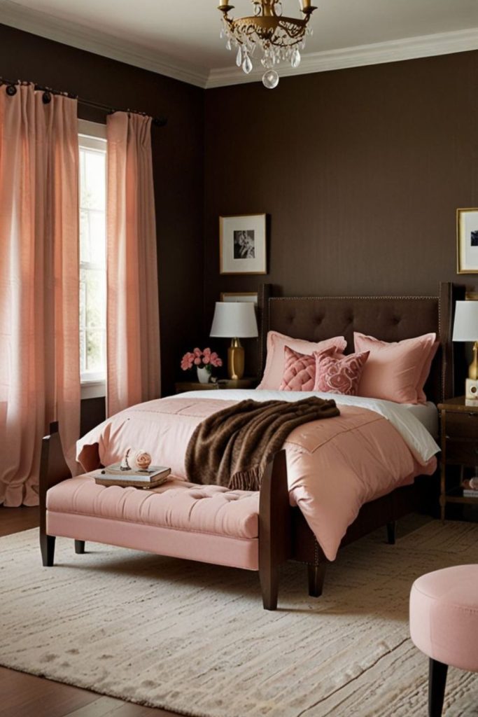 Dusty pink cocoa bedroom design