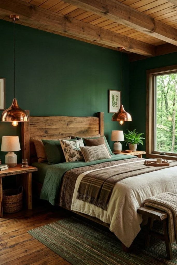 Rustic forest cabin inspired teen room.