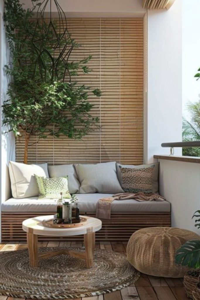 Four-season bedroom balcony with timeless elegance.