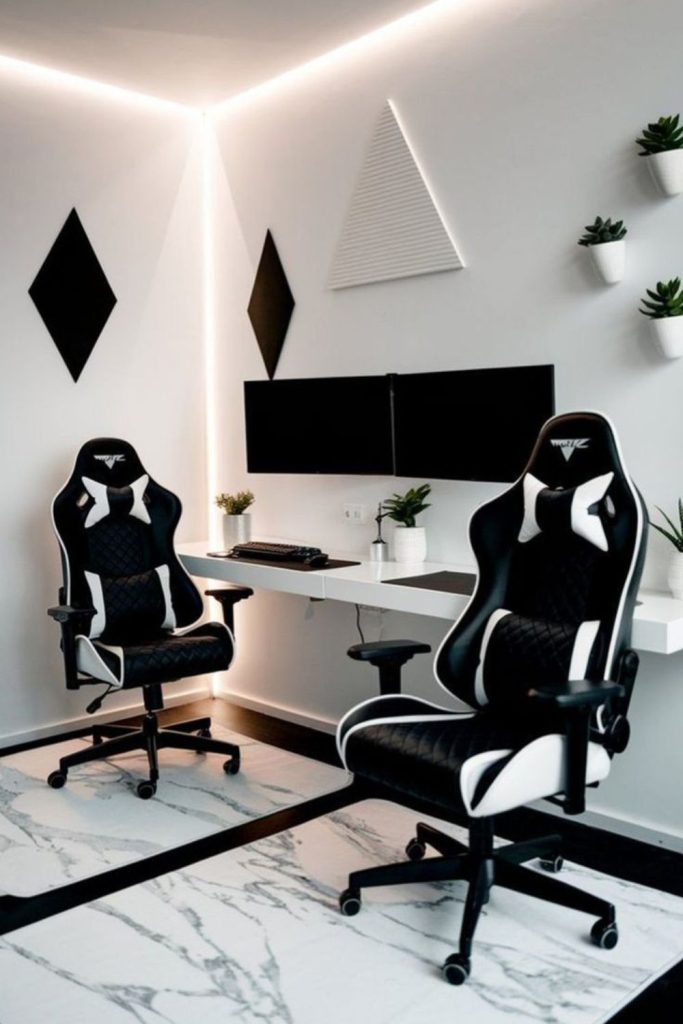Clean cable-managed gaming desk.