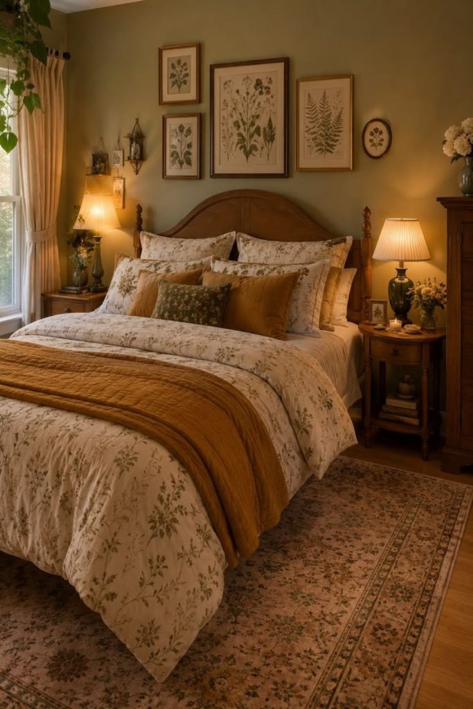 Honey oak bedroom with rustic charm