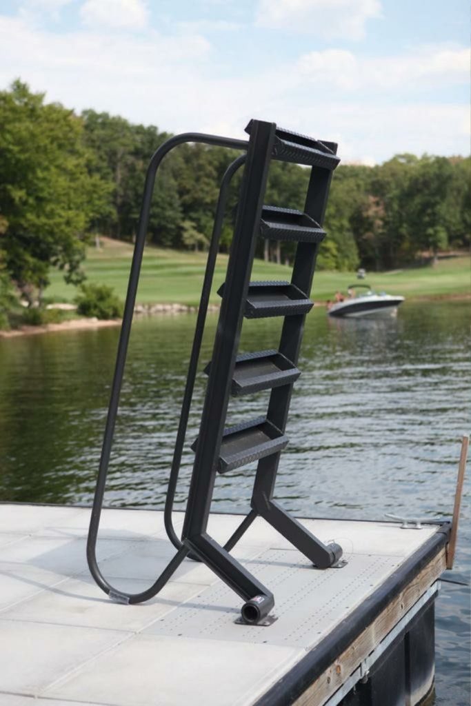 Industrial pipe DIY pool ladder design.