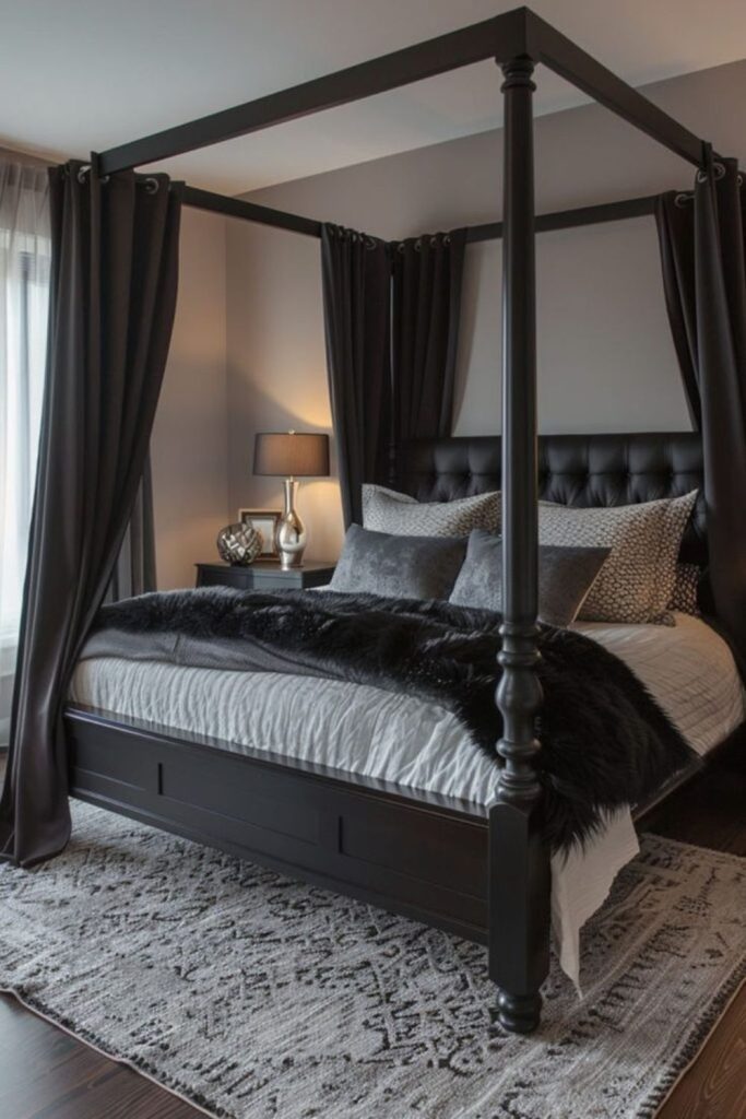 Black leather luxury statement bed.