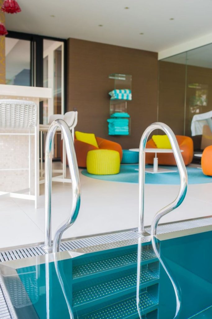 Luxury resort style pool ladder design.