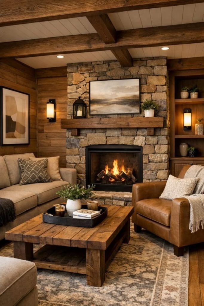 Maple cabin cozy fall room.