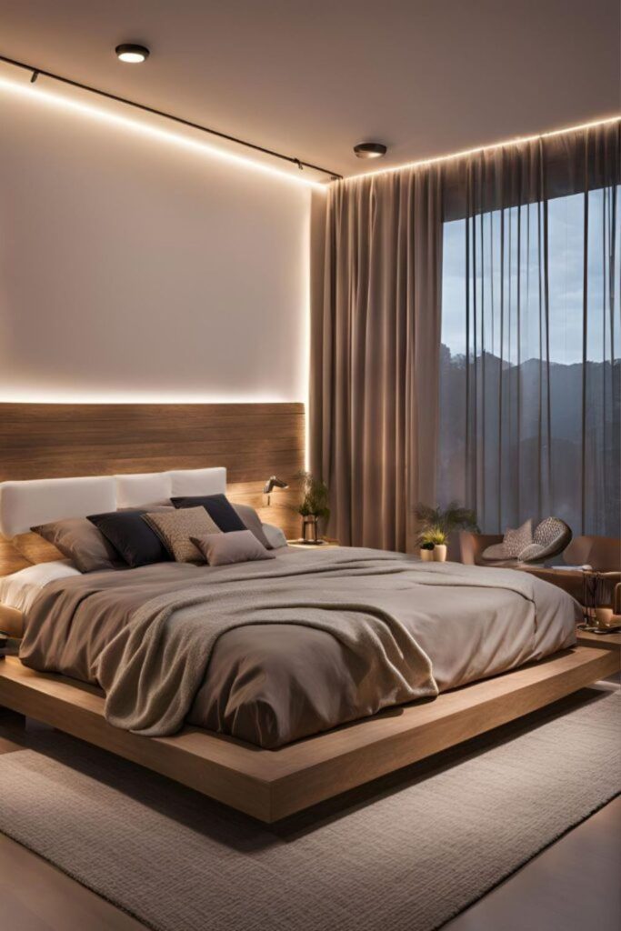 Minimal linear LED ceiling light design.