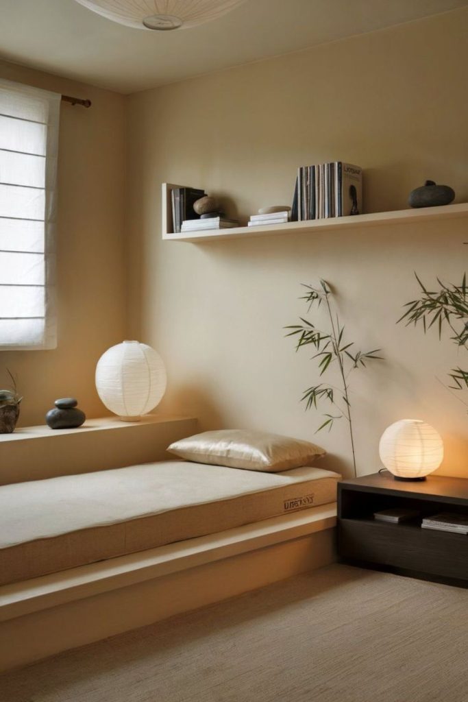 Minimal Zen bedroom with natural textures.