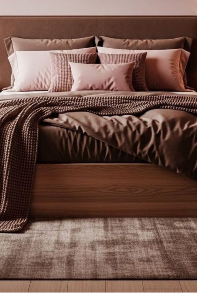 Mocha blush small bedroom style
