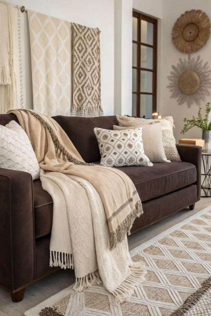 Mocha layered autumn room decor.