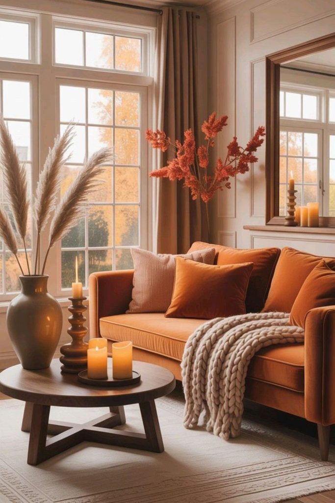 Modern elegant fall room decor.