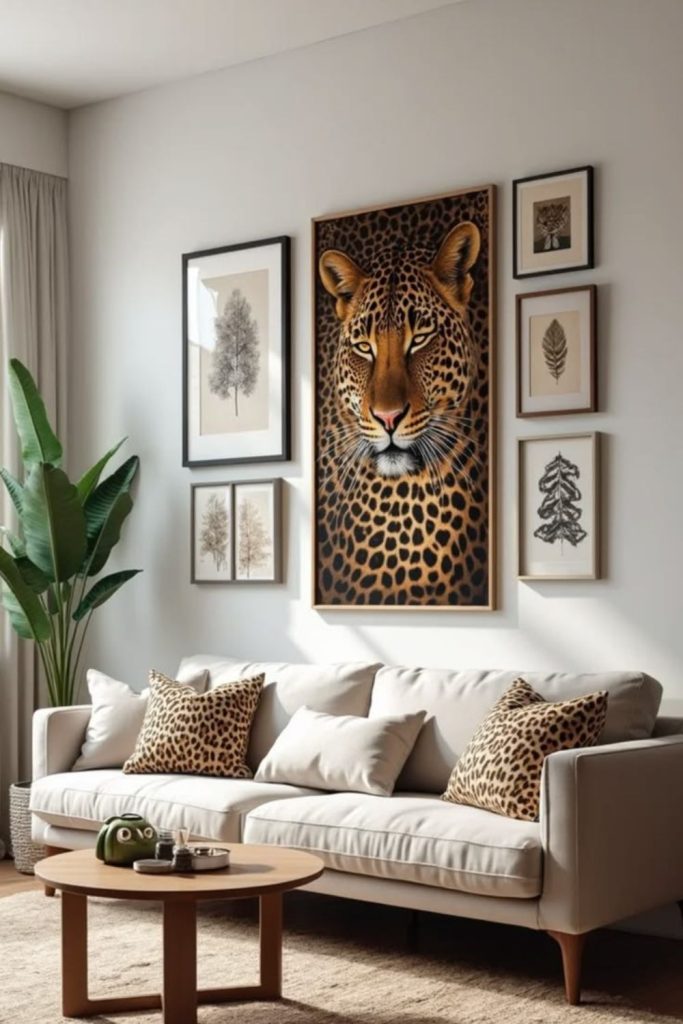 Modern minimalist cheetah themed living space.