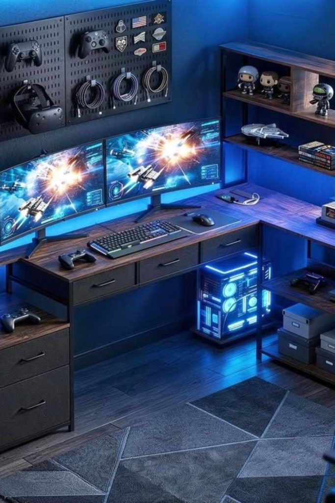 Multi-tier modern gaming workstation.