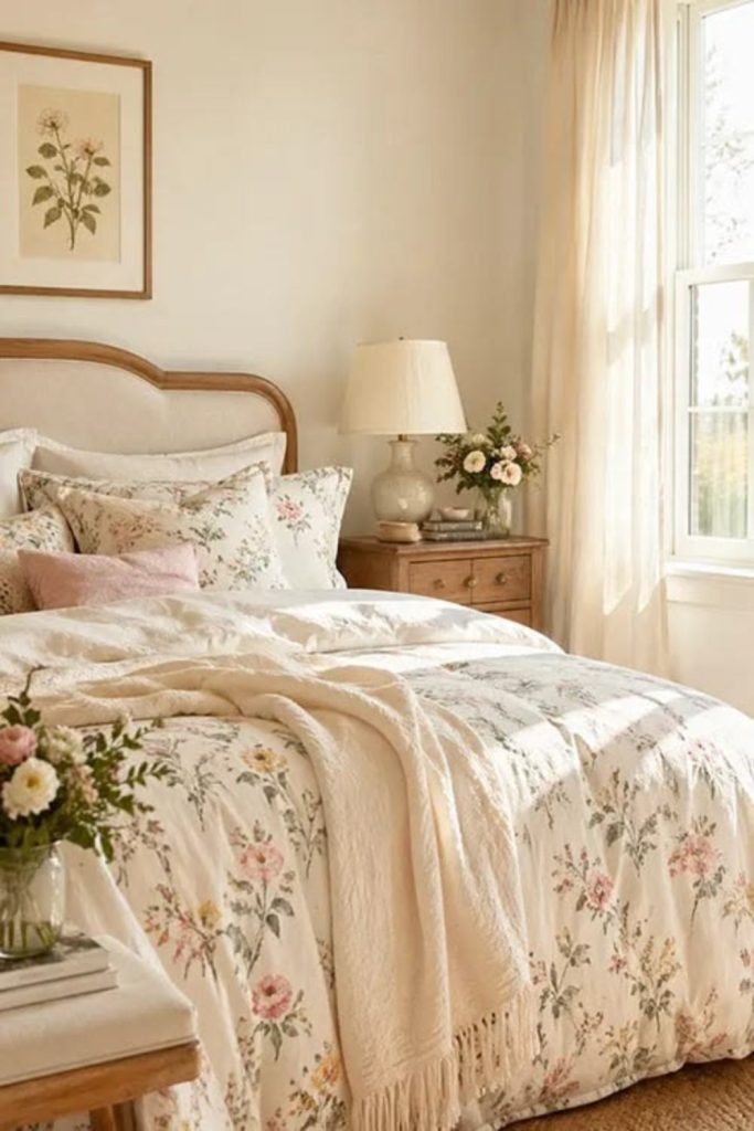 Orchard bedroom with floral cottage decor