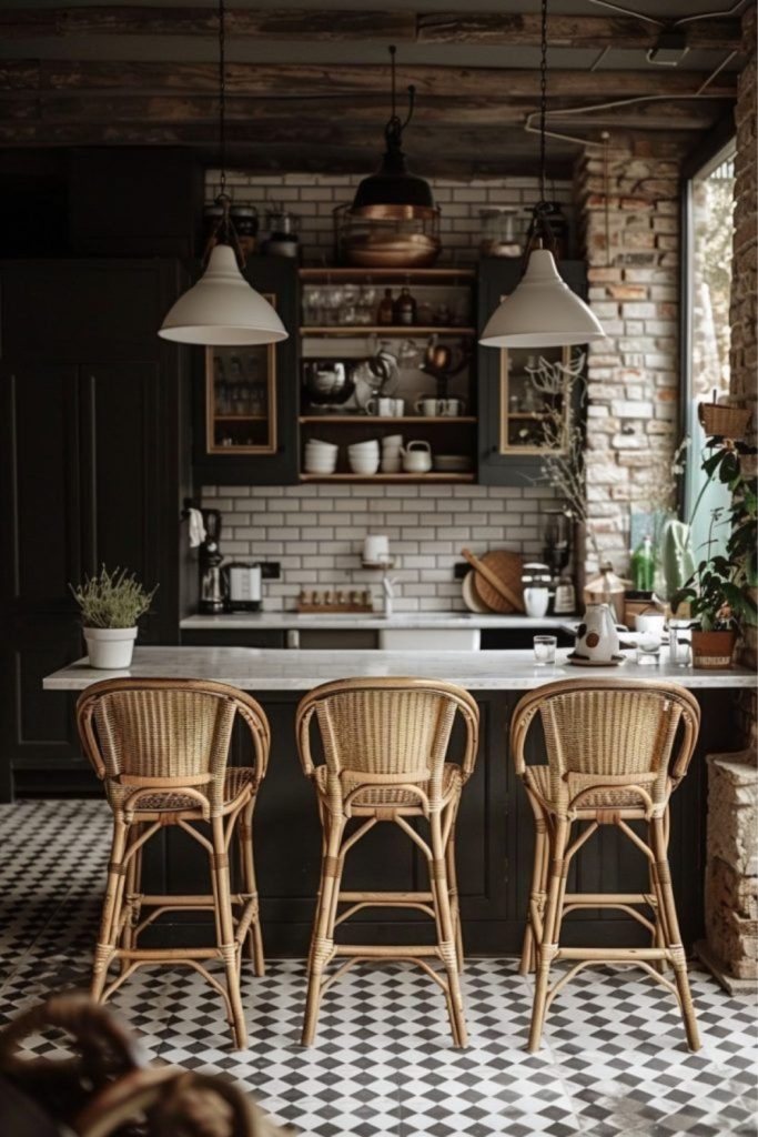 Parisian café inspired kitchen island style.