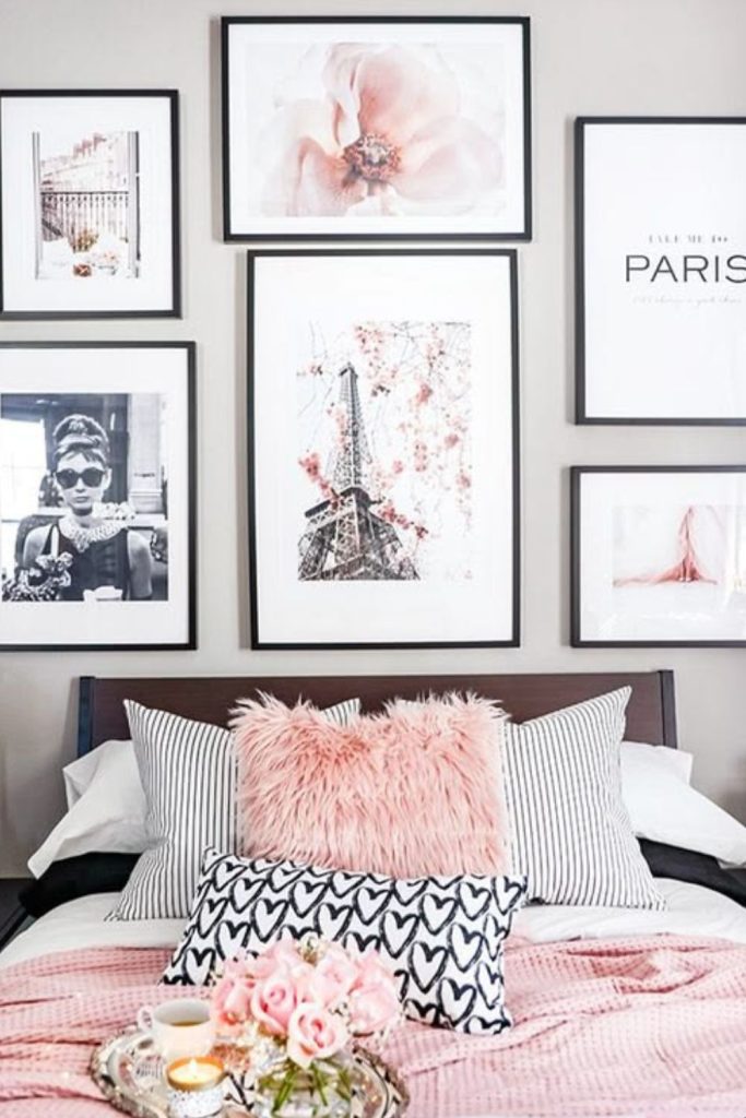 Parisian chic bedroom with elegant accents.