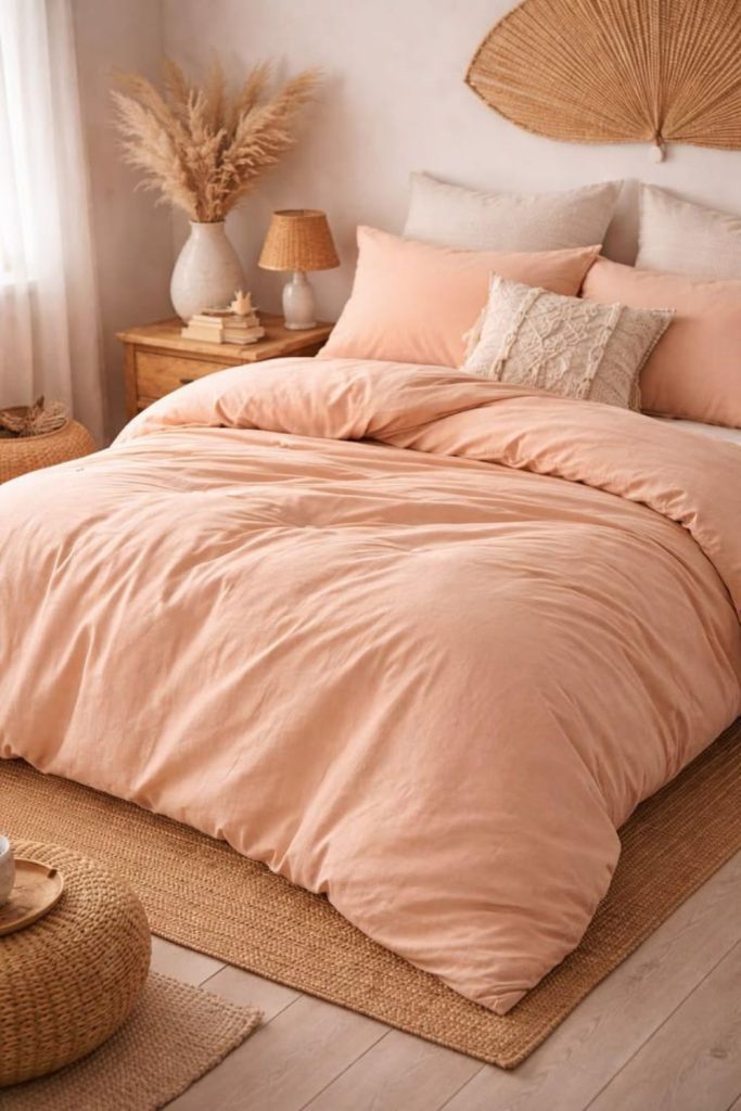 Peachy warm morning glow bedding