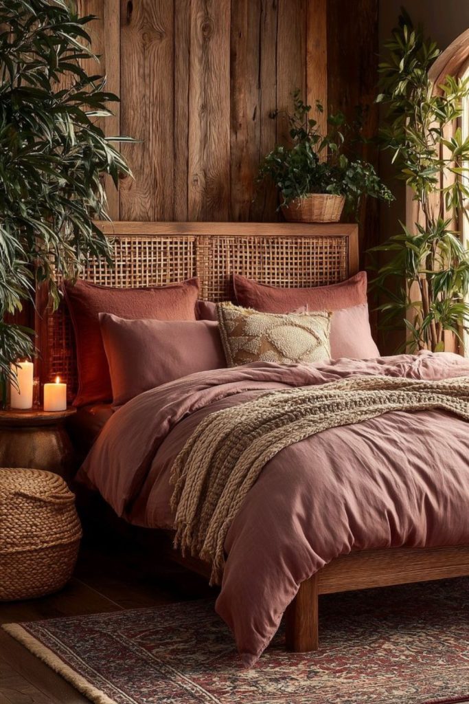 Pink brown coastal bedroom comfort