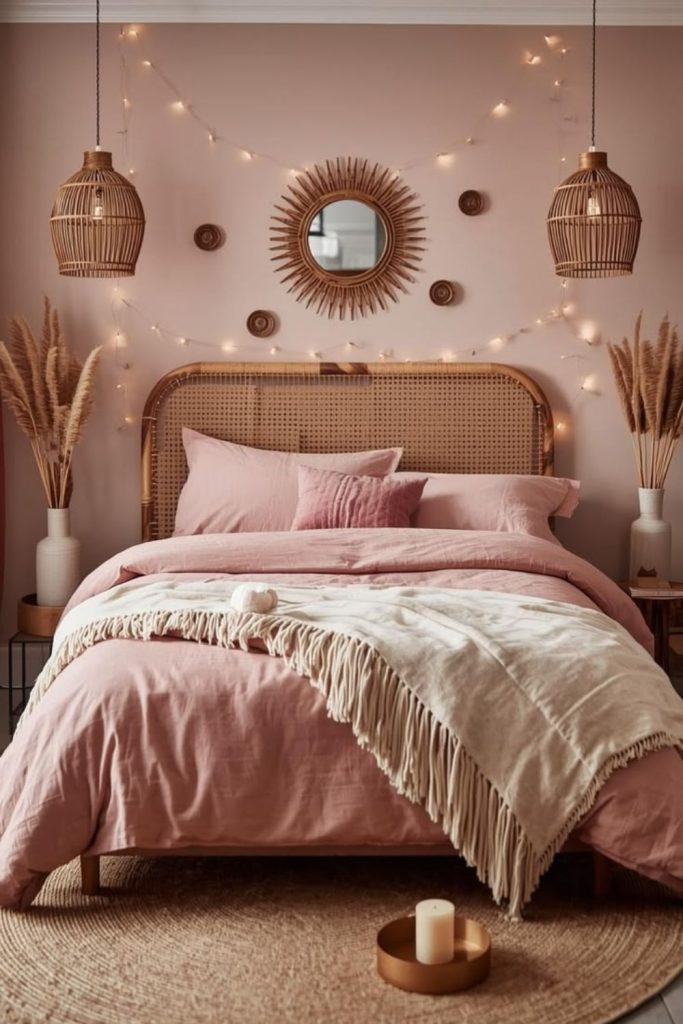 Pink brown sunset bedroom design