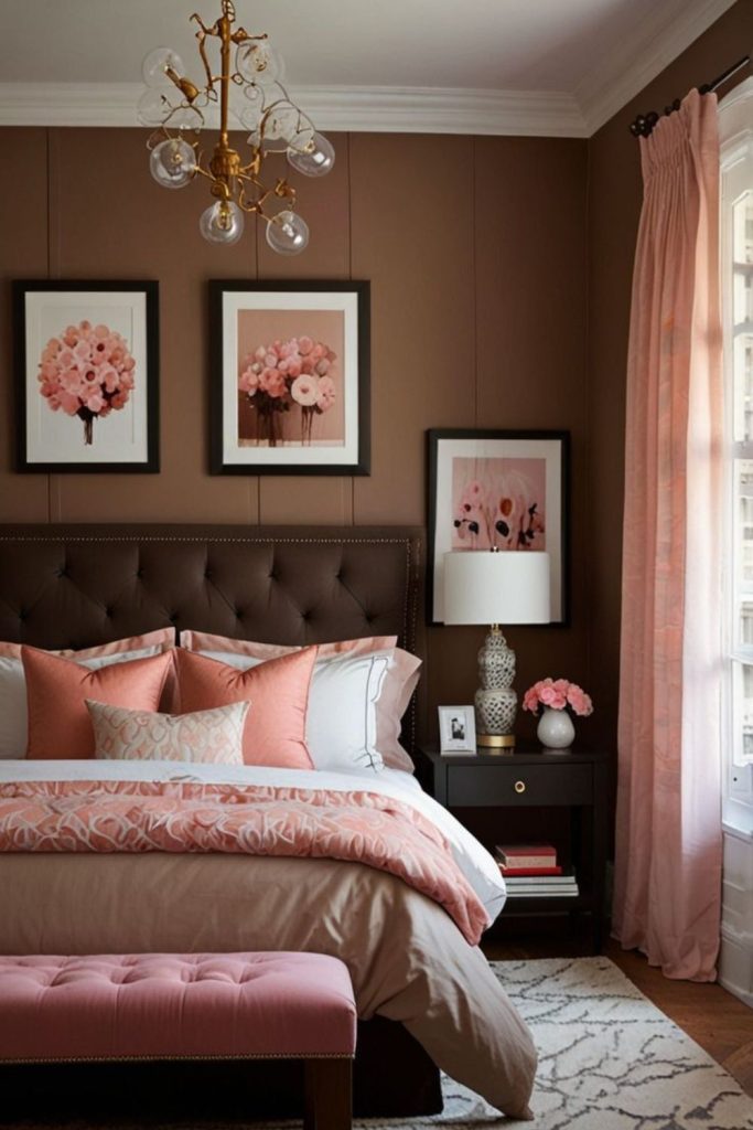 Pink chocolate glamorous bedroom design