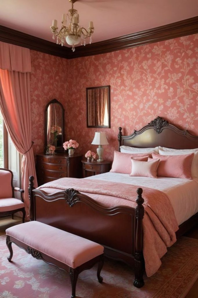 Pink brown vintage bedroom haven