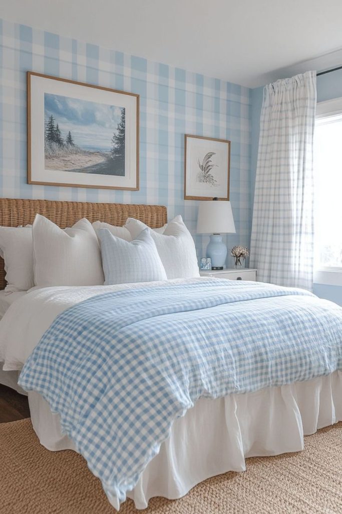 Powder blue cottage style bedding