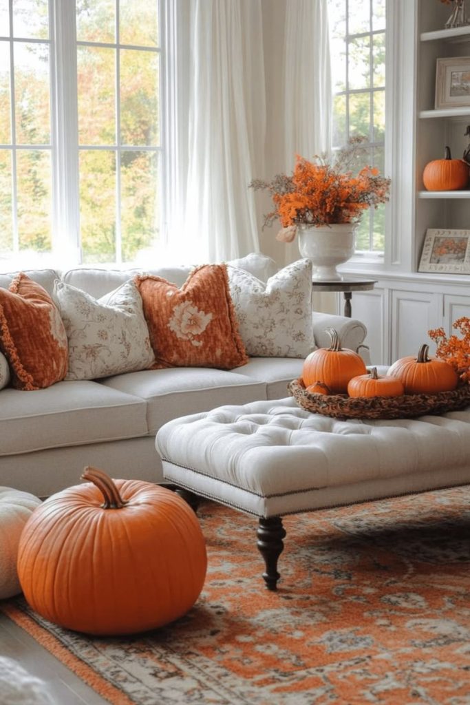 Pumpkin spice cozy living room.