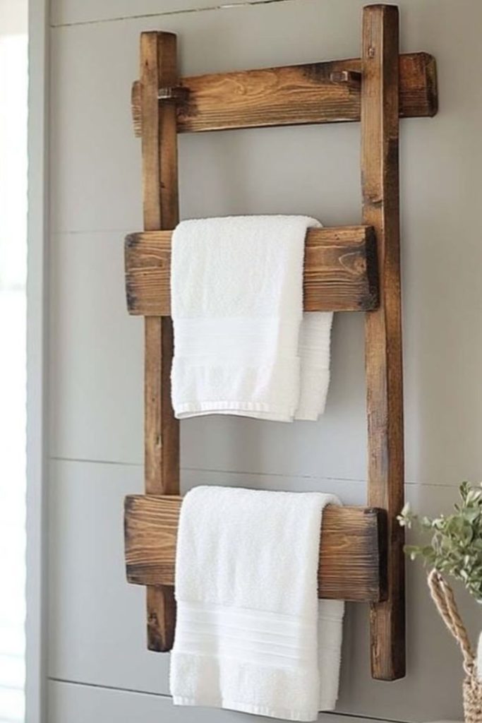 Reclaimed wood rustic pool ladder project.