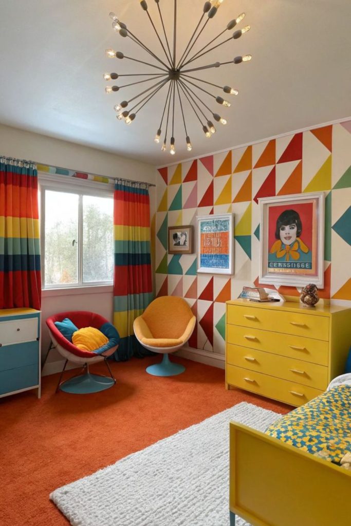 Retro pop colorful teen bedroom style.