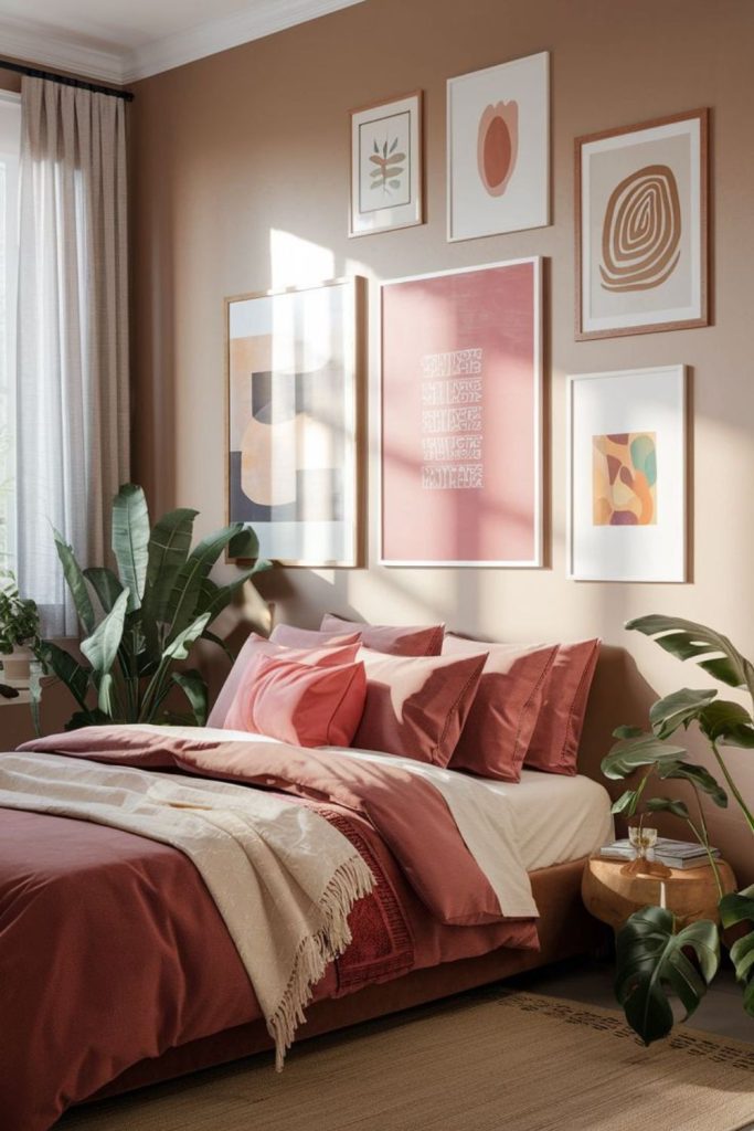 Rose brown eclectic bedroom décor